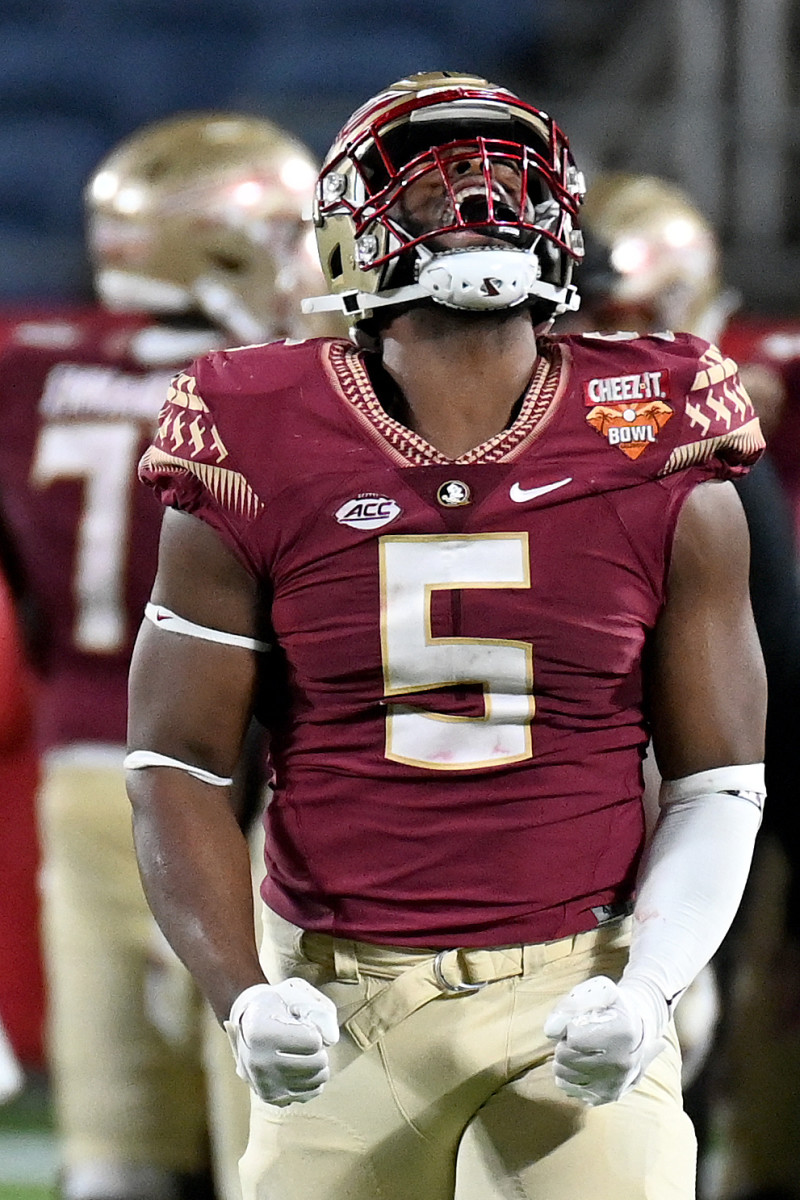 Florida State quarterback Jordan Travis celebrates.